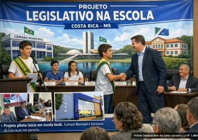 Imagem da notícia Prefeito Delegado Cleverson sanciona lei que cria o projeto “Legislativo na Escola” em Costa Rica